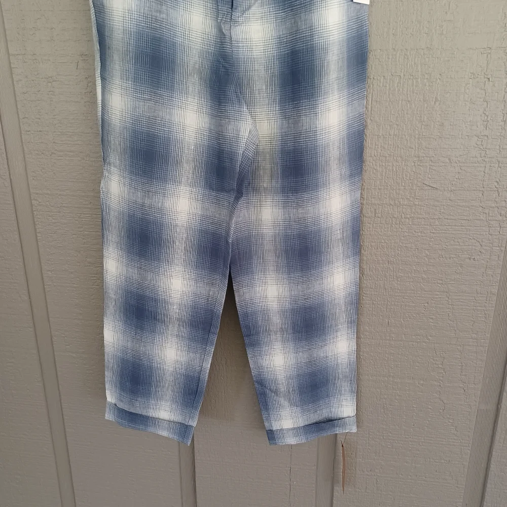 Reformation Bristol Linen Plaid Paperbag Pant Size 6 Preppy Women In Ghost Boho